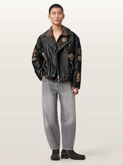 AllSaints Black Hays Biker Jacket - Image 2 of 6
