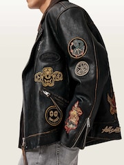 AllSaints Black Hays Biker Jacket - Image 3 of 6