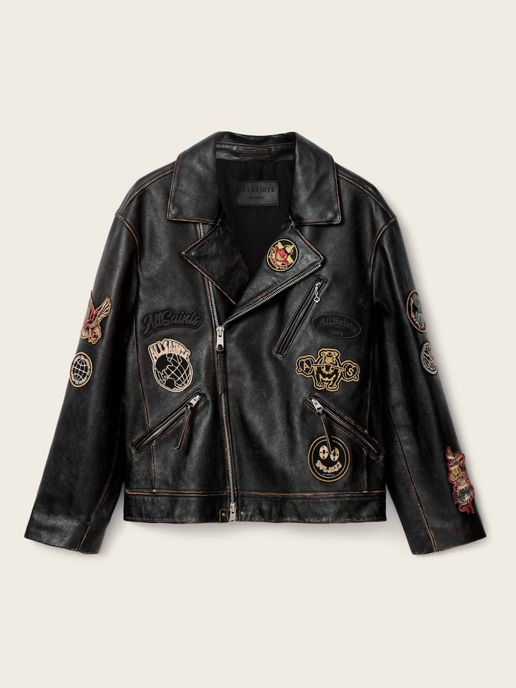 AllSaints Black Hays Biker Jacket - Image 6 of 6