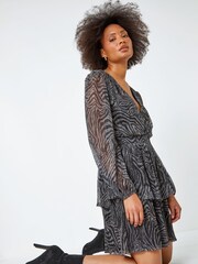 Dusk Metallic Animal Print Plisse Stretch Dress - Image 4 of 5