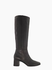 Dune London Black Signature Square Toe Smart High Boots - Image 1 of 6