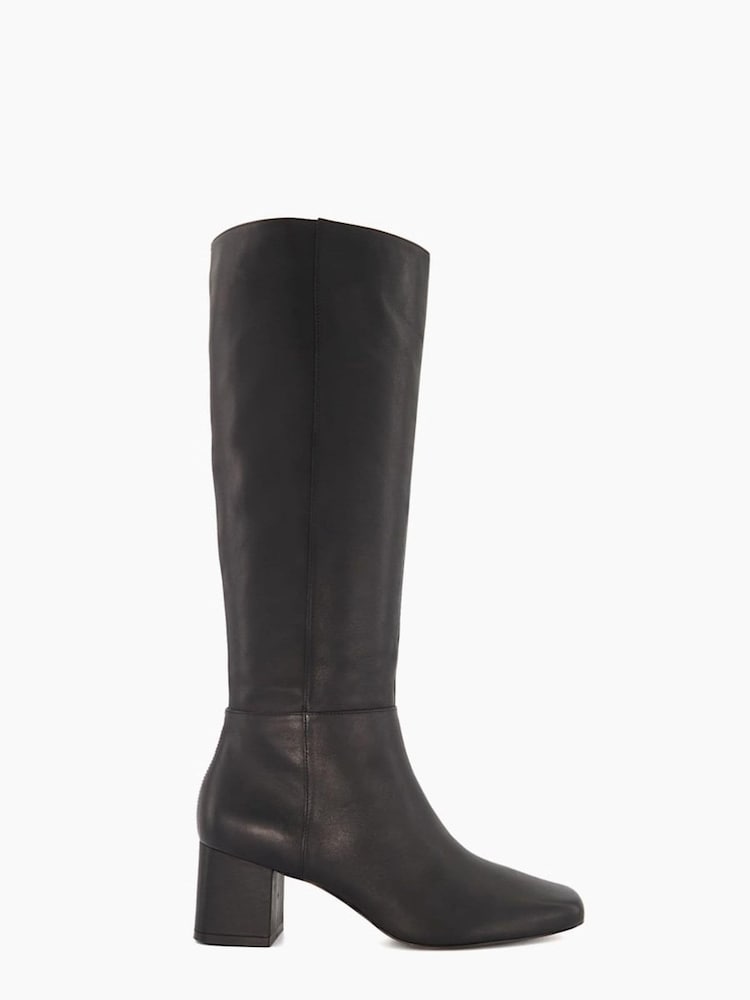 Dune London Black Signature Square Toe Smart High Boots - Image 1 of 6 Dune London Black Signature Square Toe Smart High Boots - Image 1 of 6