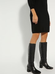 Dune London Black Signature Square Toe Smart High Boots - Image 6 of 6