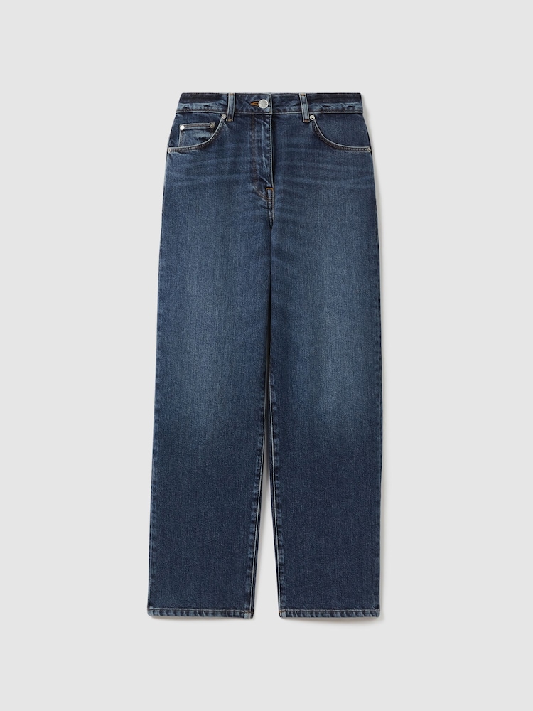 Mittelblau - Reiss Selin Jeans in Straight Fit mit hohem Bund - Bild 2 von 6