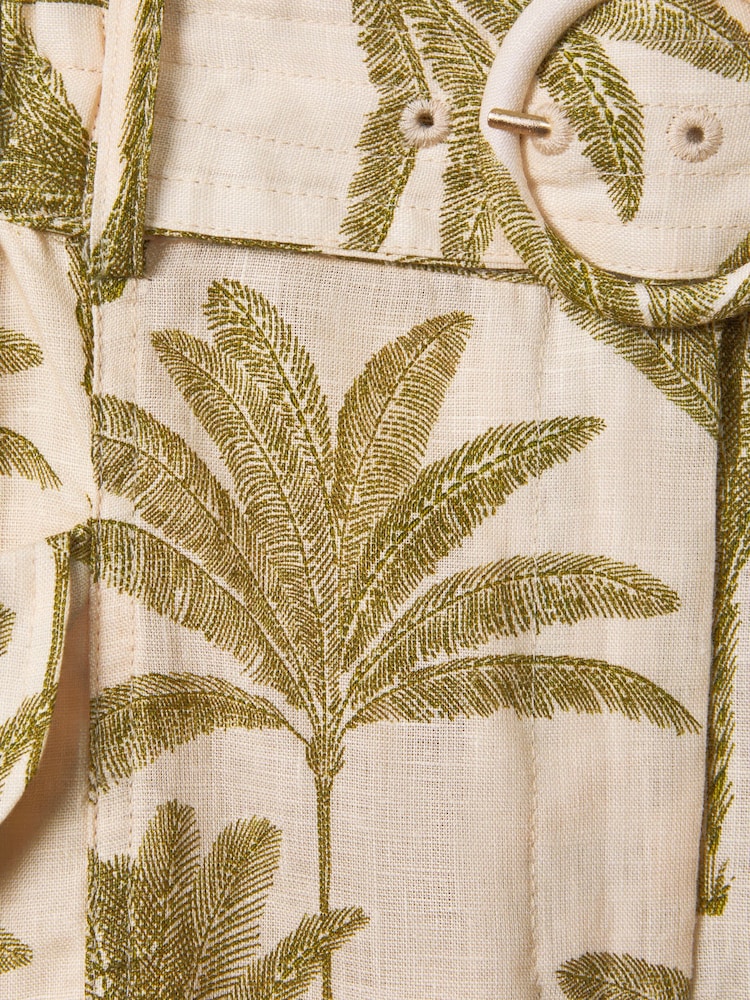 Reiss Neutral Cali Linen Tropical Print Shorts - Image 5 of 5
