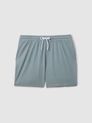 Reiss Sea Blue Shore Plain Drawstring Waist Swim Shorts - Image 2 of 7