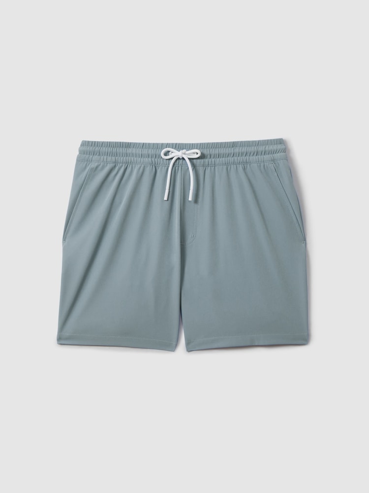 Reiss Sea Blue Shore Plain Drawstring Waist Swim Shorts - Image 2 of 7