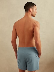 Reiss Sea Blue Shore Plain Drawstring Waist Swim Shorts - Image 5 of 7