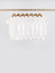 White Essential 7 Pack Baby Short Sleeve Bodysuits - Image 1 of 8