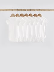 White Essential 7 Pack Baby Short Sleeve Bodysuits - Image 2 of 8
