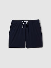Reiss Navy Shore Plain Drawstring Waist Swim Shorts - Image 2 of 7