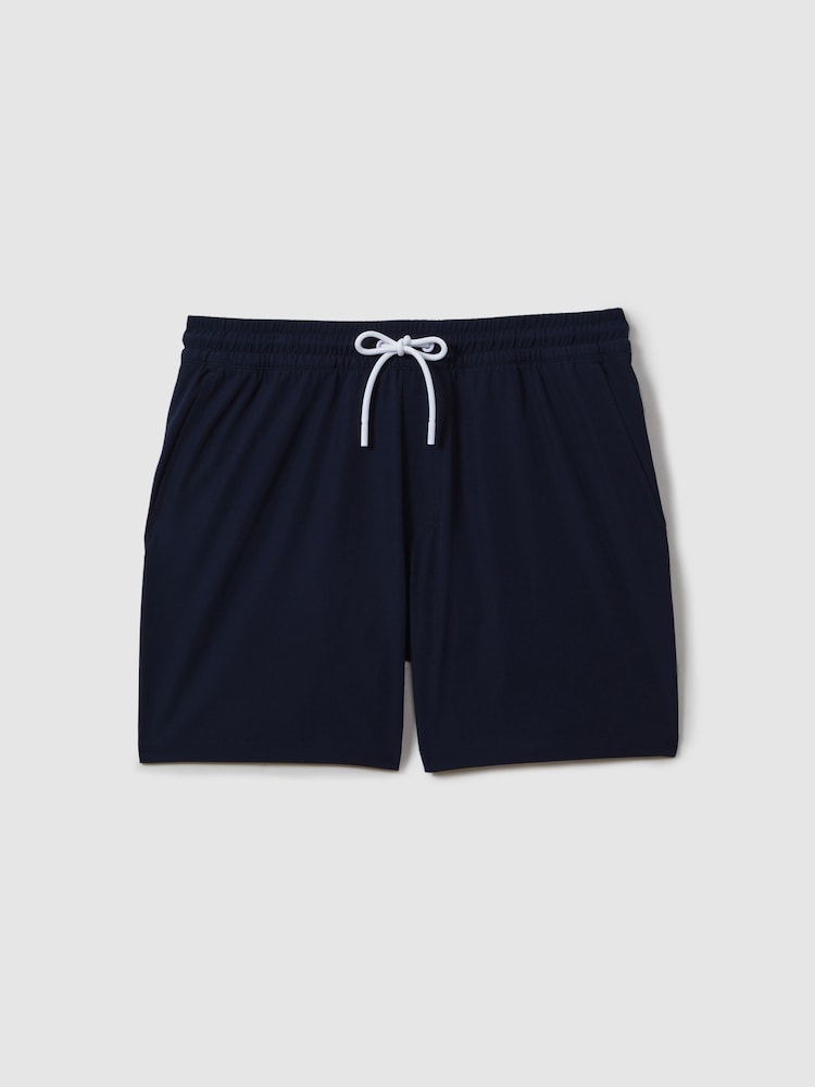 Reiss Navy Shore Plain Drawstring Waist Swim Shorts - Image 2 of 7