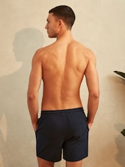 Reiss Navy Shore Plain Drawstring Waist Swim Shorts - Image 5 of 7