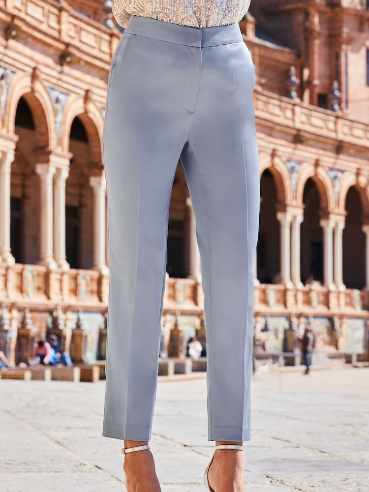 Sosandar Blue Satin Tuxedo Trousers - Image 2 of 5
