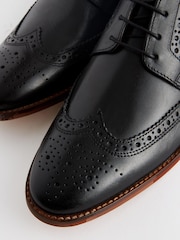 Black Regular Fit Contrast Sole Leather Brogues - Image 5 of 6