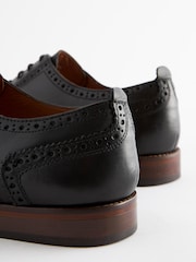 Black Regular Fit Contrast Sole Leather Brogues - Image 3 of 6