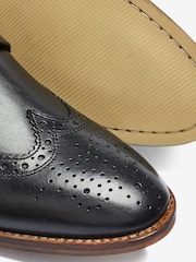 Black Regular Fit Contrast Sole Leather Brogues - Image 4 of 6