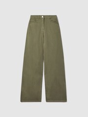 Reiss Khaki Colorado Petite Garment Dyed Wide Leg Trousers - Image 2 of 6