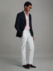 Reiss Pink Stripe Beldi Relaxed 100% Linen Cuban Collar Shirt - Image 3 of 7
