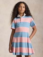 Polo Ralph Lauren Pink Block Stripe Rugby Dress - Image 1 of 5