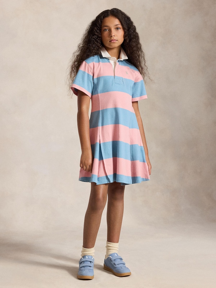 Polo Ralph Lauren Pink Block Stripe Rugby Dress - Image 2 of 5 Polo Ralph Lauren Pink Block Stripe Rugby Dress - Image 2 of 5