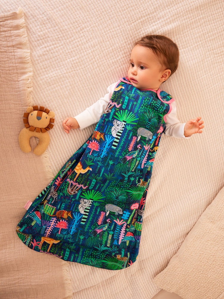 Lucy Tiffney Tropical Animals Print 1 Tog 100% Cotton Baby Sleep Bag - Image 1 of 3