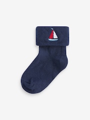 Blue/White 4 Pack Roll Top Baby Socks (0mths-2yrs) - Image 2 of 6