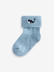 Blue/White 4 Pack Roll Top Baby Socks (0mths-2yrs) - Image 3 of 6