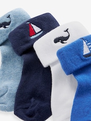 Blue/White 4 Pack Roll Top Baby Socks (0mths-2yrs) - Image 6 of 6
