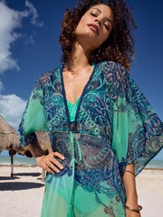 Love & Roses Green Paisley Printed Kaftan - Image 2 of 3