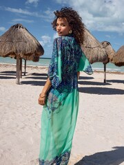 Love & Roses Green Paisley Printed Kaftan - Image 3 of 3
