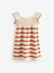 Ecru Marl 100% Cotton Crochet Dress (6mths-7yrs) - Image 4 of 5