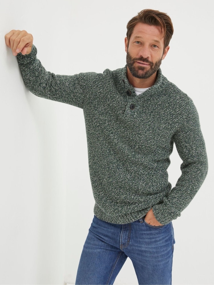 FatFace Green Half Neck Jumper - Image 1 of 5