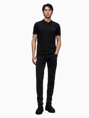 AllSaints Black 100% Cotton Reform Polo Shirt - Image 4 of 5