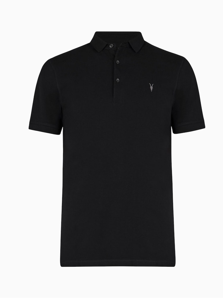 AllSaints Black 100% Cotton Reform Polo Shirt - Image 5 of 5