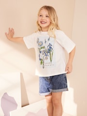 White/Blue Sequin Flowers T-Shirt (3-16yrs) - Image 1 of 6