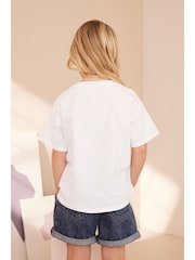 White/Blue Sequin Flowers T-Shirt (3-16yrs) - Image 3 of 6