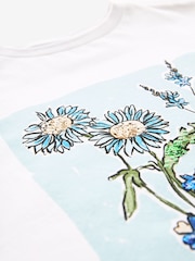 White/Blue Sequin Flowers T-Shirt (3-16yrs) - Image 6 of 6
