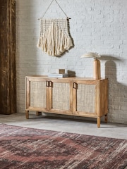 French Connection Mango Wood and Rattan Large Chamak Sideboard - Image 1 of 11