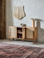 French Connection Mango Wood and Rattan Large Chamak Sideboard - Image 2 of 11