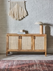 French Connection Mango Wood and Rattan Large Chamak Sideboard - Image 3 of 11