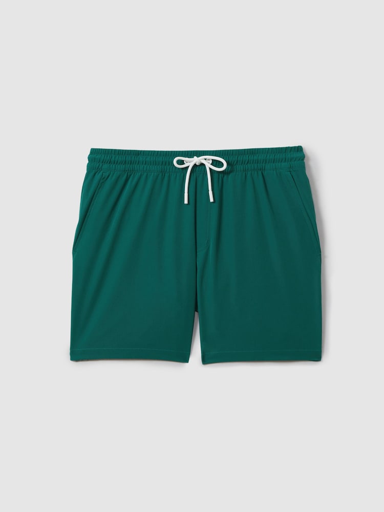 Reiss Teal Shore Plain Drawstring Waist Swim Shorts - Image 2 of 6