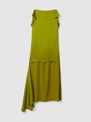 Reiss Green Eloise Italian Satin High-Low Mini Dress - Image 2 of 6