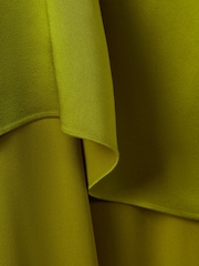 Reiss Green Eloise Italian Satin High-Low Mini Dress - Image 6 of 6