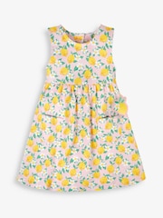 JoJo Maman Bébé Pink Lemon Floral With Pet In Pocket Summer Dress - Image 1 of 4