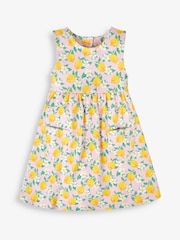 JoJo Maman Bébé Pink Lemon Floral With Pet In Pocket Summer Dress - Image 2 of 4