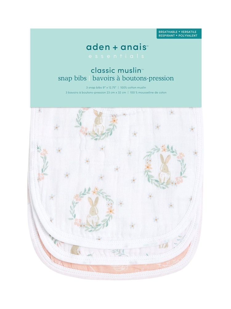 Aden + Anais Essentials 100% Cotton Muslin Snap Bunnies BIBS 3 - Slika 2 iz 2