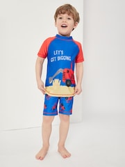 Harry Bear Blue Boys Tractor Two Piece Swim Set - Image 1 of 3