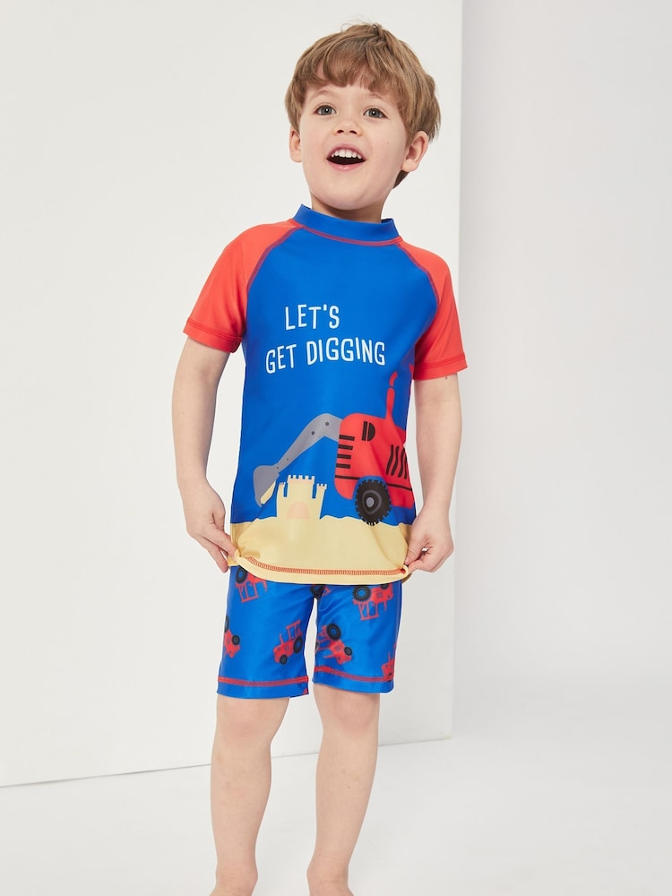Harry Bear Blue Boys Tractor Two Piece Swim Set - Image 1 of 3