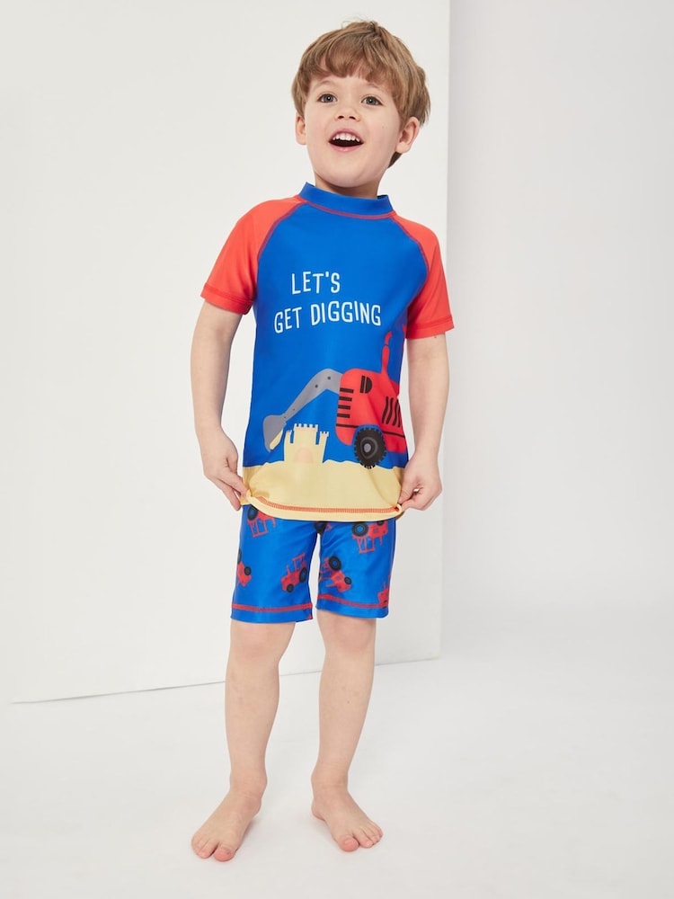 Harry Bear Blue Boys Tractor Two Piece Swim Set - Image 1 of 3 Harry Bear Blue Boys Tractor Two Piece Swim Set - Image 1 of 3